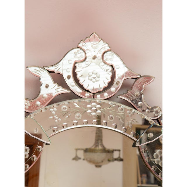 Large Venetian Mirror with Crest, 1940s-1950s For Sale - Image 10 of 13