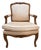 Louis XV-Style Armchair in Peach Silk Upholstery For Sale