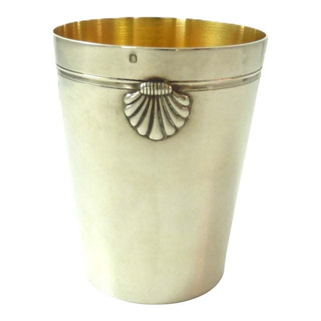 Antique French Sterling Silver & Vermeil Timbale, Beaker or Mint Julep Cup, Shell Motifs For Sale