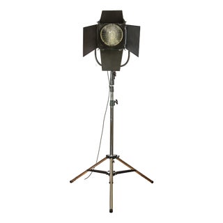 Film Spotlight Floor Lamp on Industrial Tripod from Berkey Italia, 1970s For Sale