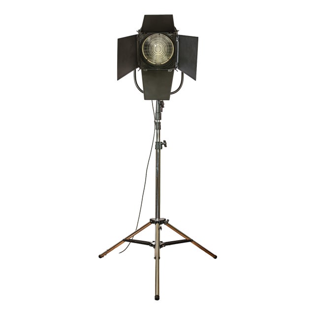 Film Spotlight Floor Lamp on Industrial Tripod from Berkey Italia, 1970s For Sale