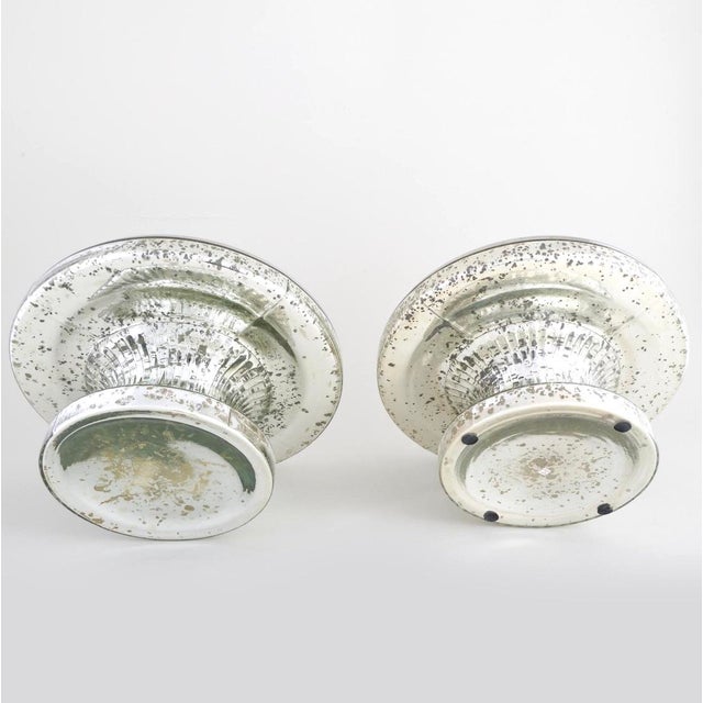 Metal Mid Century Modern Pair Tableware Mercury Glass / Serveware Tazza For Sale - Image 7 of 8