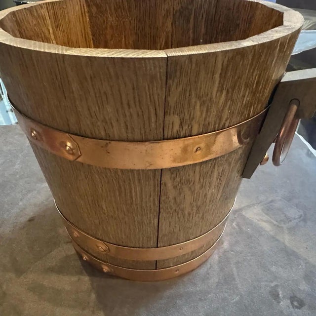 1960s A 1960s Mid-Century Modern Oak and Copper French Wine Cooler For Sale - Image 5 of 14