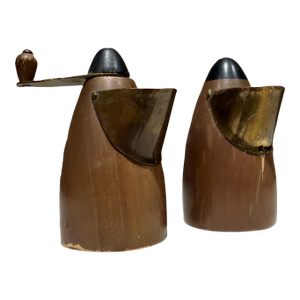 1950s Mid-Century Modern Set of Salt & Pepper Grinder From Japan Mid-Century Bull Nose