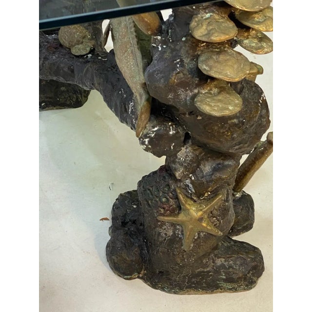 Metal Modernist Bronze Sculptural Sea Scape Console Table For Sale - Image 7 of 10