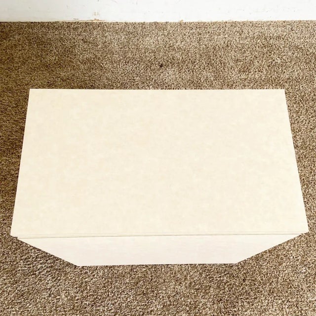 Postmodern Beige Laminate and Gold Rectangular Side Table For Sale In Miami - Image 6 of 7