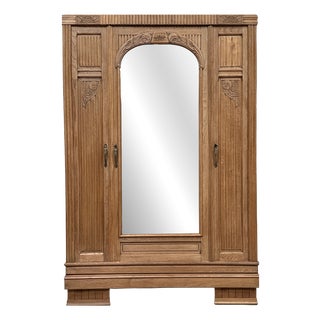 Art Deco Oak Wardrobe, 1940s For Sale