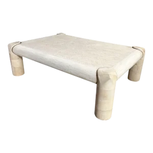Karl Springer Tessellated Bone and Goatskin Coffee Table, 1970