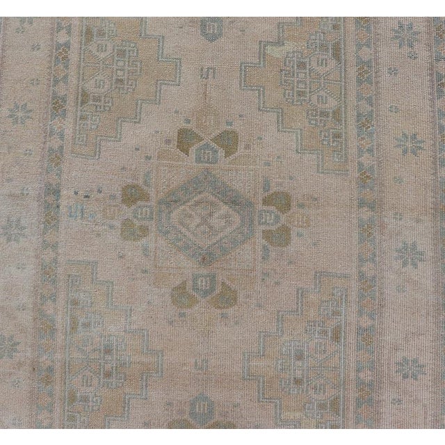 Tribal Vintage Turkish Oushak Runner in Neutral Tones, Taupe, Gray Green, Yellow 3'2 X 10'8 For Sale - Image 3 of 12