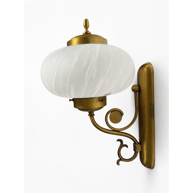 Mid-Century Italian Brass and Murano Swirl Glass Sconce by Vetreria Lag, 1970s For Sale - Image 15 of 15