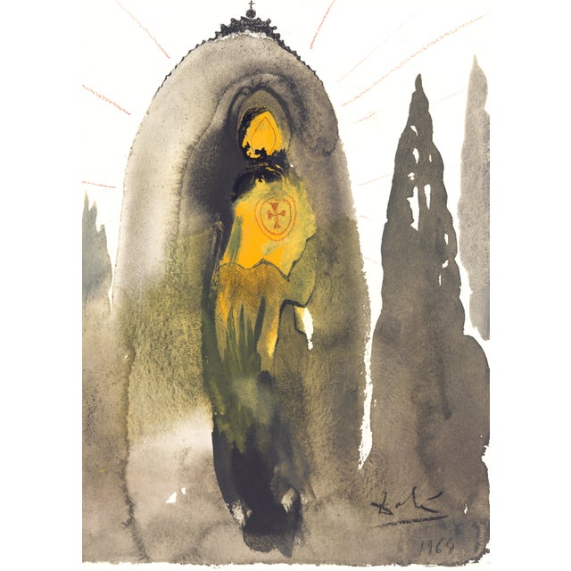 Original color lithograph "Quis Ascendet in Mentem Domini" (Who will go up the mountain of the Lord?, Psalms Chapter 23)...