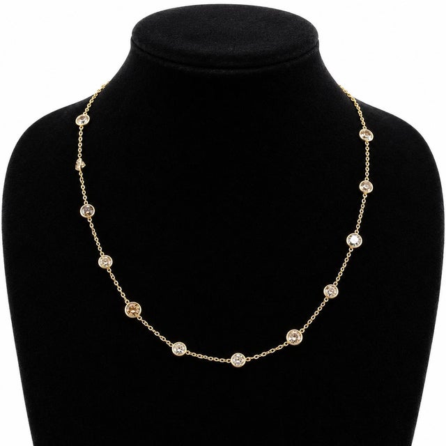 Modern 14k Yellow Gold Diamonds by the Yard Brown 16.15carets Diamond Necklace For Sale - Image 3 of 7