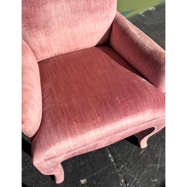 Hollywood Regency Pink Velvet Accent Chair Pair For Sale - Image 9 of 11