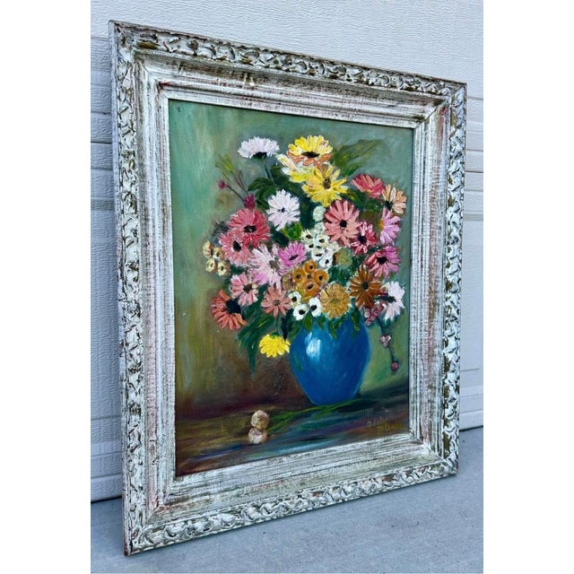 1940s Wpa Suffragist Artist Adele Clark Framed Rare Floral Impressionist Oil Painting For Sale - Image 16 of 18