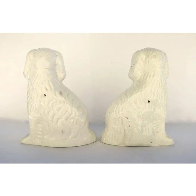 English 19th Century English Staffordshire Spaniels Dogs White Gilt Highlights Collar - A Pair For Sale - Image 3 of 5