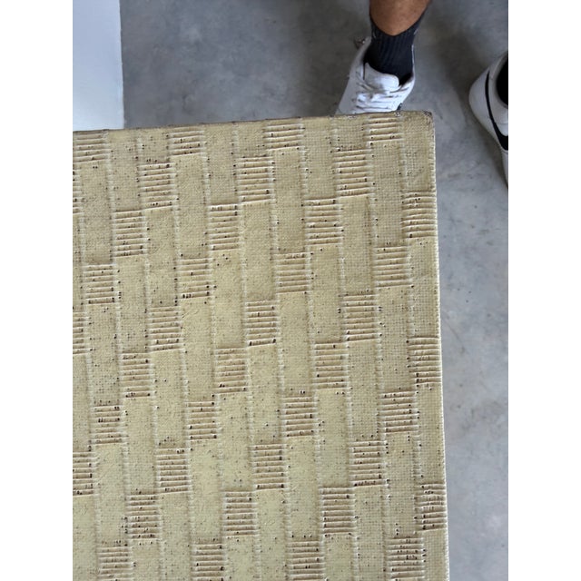 Vintage Baker Furniture Asian Style Console Table With Ivory Raffia / Grasscloth Textured Finish For Sale In Miami - Image 6 of 12