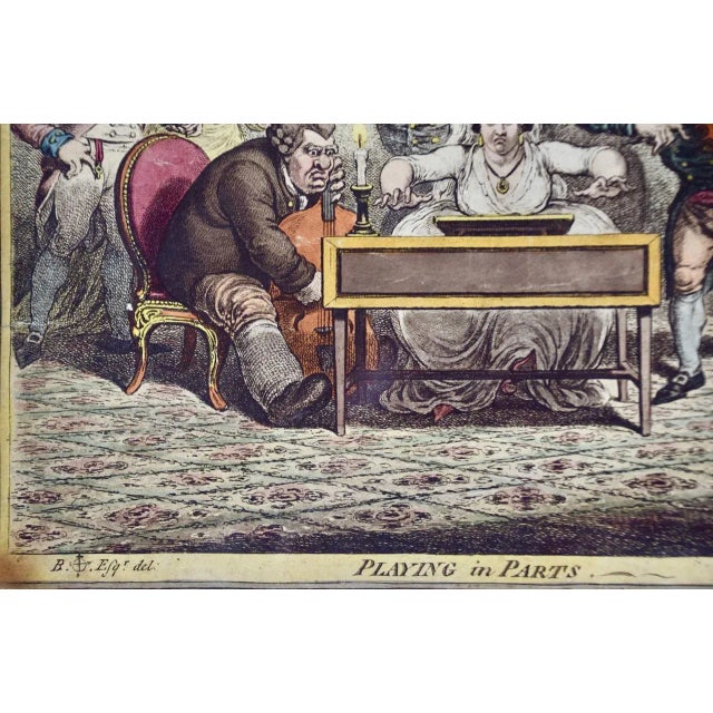 Antique White "Playing in Parts": A 19th Century James Gillray Hand-Colored Musical Caricature, 1801 For Sale - Image 8 of 10