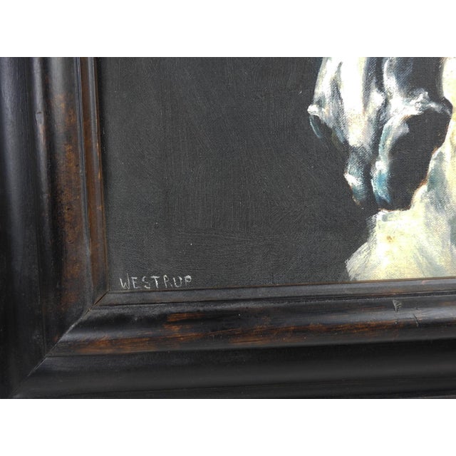 English Late 20th Century White Horse Portrait Painting For Sale - Image 3 of 4