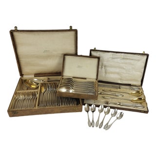 Antique Silver-Plated Flatware Set by Maison Ercuis, 1890s, Set of 61 For Sale