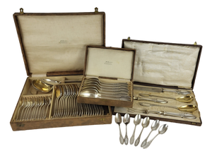 Antique Silver-Plated Flatware Set by Maison Ercuis, 1890s, Set of 61