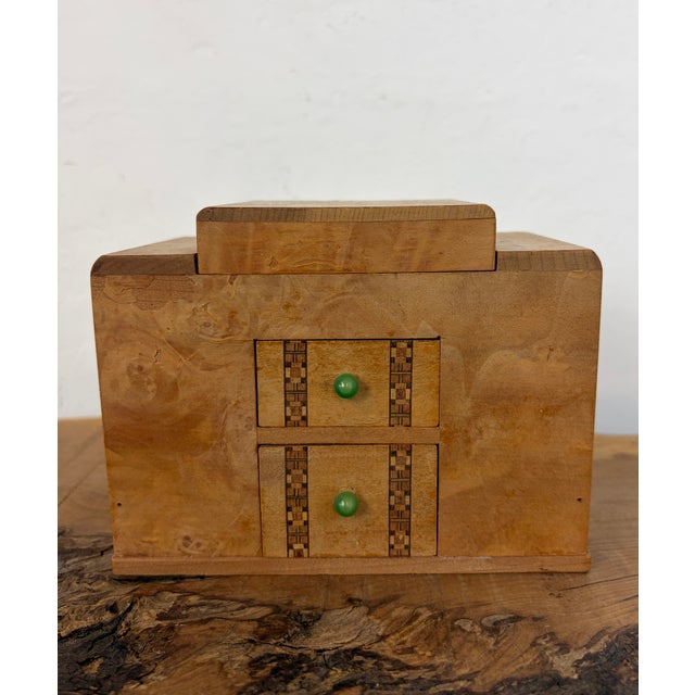 1950s Mid-Century Modern Art Deco Style Burr Walnut Smoker's Cabinet, 1950s For Sale - Image 5 of 9