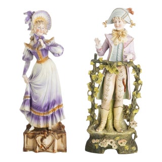 Porcelain Gallant Figures, 19th Century, Set of 2 For Sale
