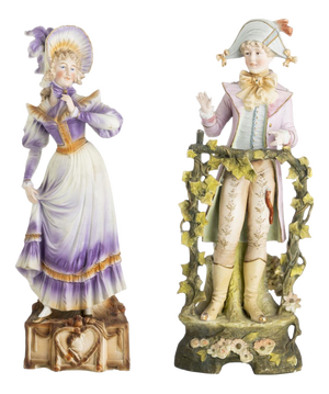 Porcelain Gallant Figures, 19th Century, Set of 2