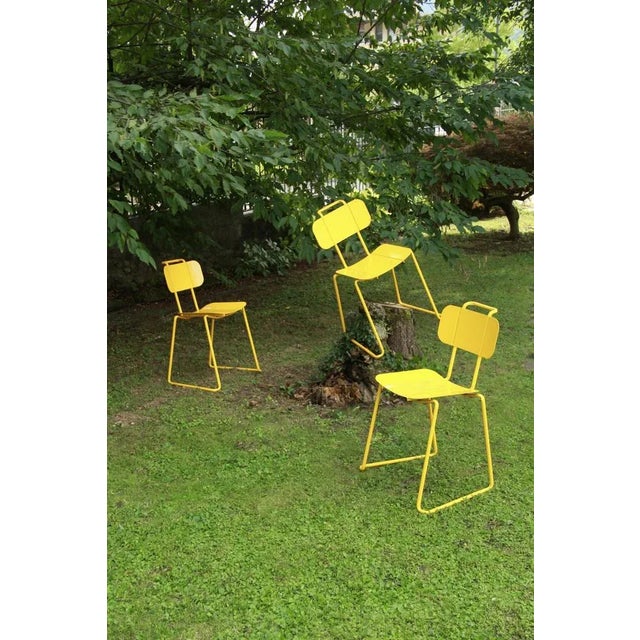 Metal Vintage Italian Yellow Metal Chair, 1980s For Sale - Image 7 of 7