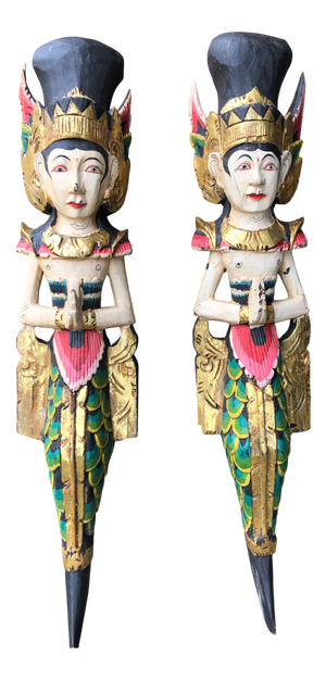 Vintage Balinese Wooden Garuda Figures, 1930, Set of 2