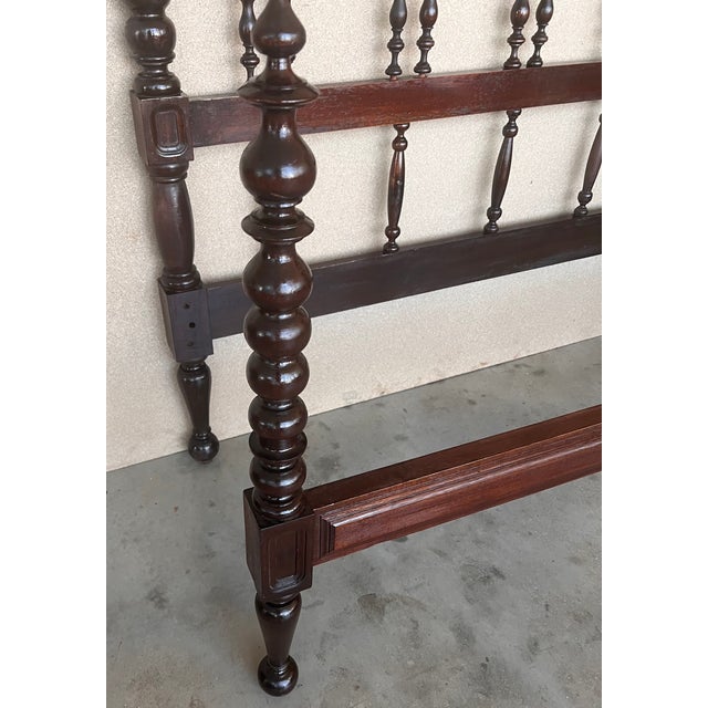19th Century, Baroque Queen Bed, Original Four Turned Poster Spanish Bed For Sale - Image 9 of 11
