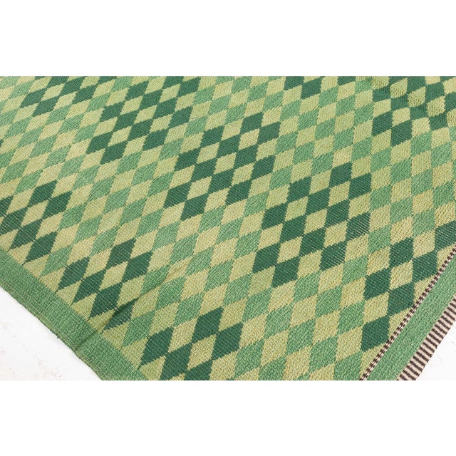 Doris Leslie Blau Mid-20th Century Swedish Double Sided Green Rug For Sale - Image 10 of 10