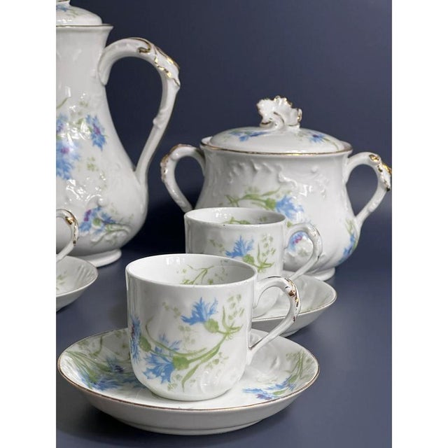 Porcelain Coffee Service from William Guerin and Co. Limoges, Late 19th Century, Set of 15 For Sale - Image 3 of 11