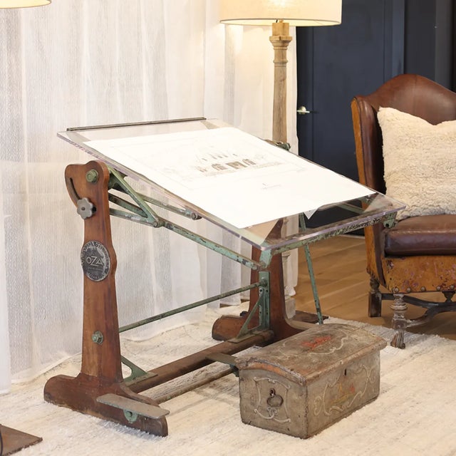 19th Century Antique Industrial Drafting Table For Sale - Image 5 of 6