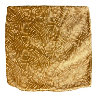 Gold Velvet Geometric Abstract Throw Accent Pillow Cover 22.5x22.5 Made in Usa For Sale