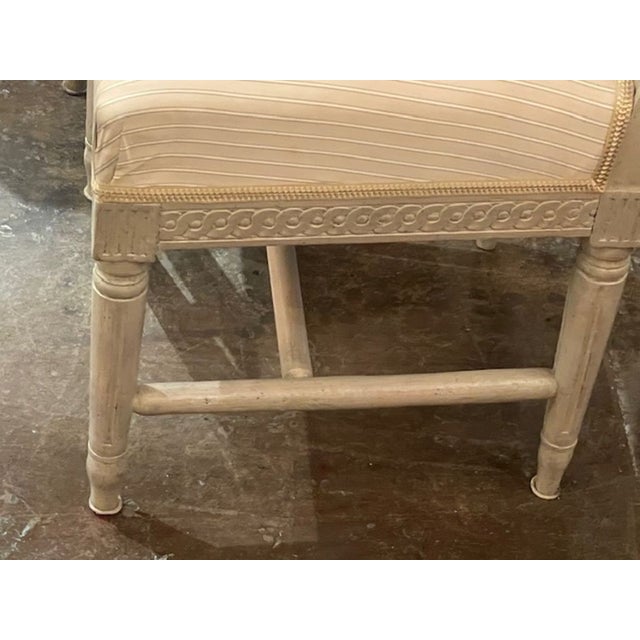 19th Century Set of 4 Late 19th C. Swedish Carved and Painted Side Chairs For Sale - Image 5 of 8