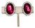 Vintage 1960s Signed Hattie Carnegie Oval Goldtone Faux-Garnet & Clear Rhinestone Clip Earrings-2 Pieces For Sale