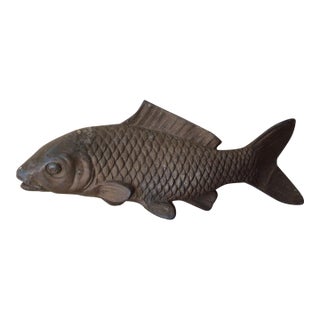 Antique 19thC Desk, Writing Accessory, Fish Paperweight, Cast Iron For Sale