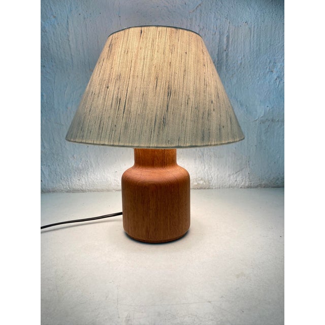 Mid-Century Modern Small Teak Table Lamp from Kirk, Copenhagen, Denmark, 1960s-1970s For Sale - Image 3 of 8