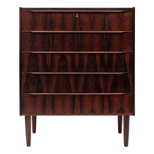 Vintage Danish Mid-Century Five-Drawer Rosewood Tallboy Dresser 1960s For Sale