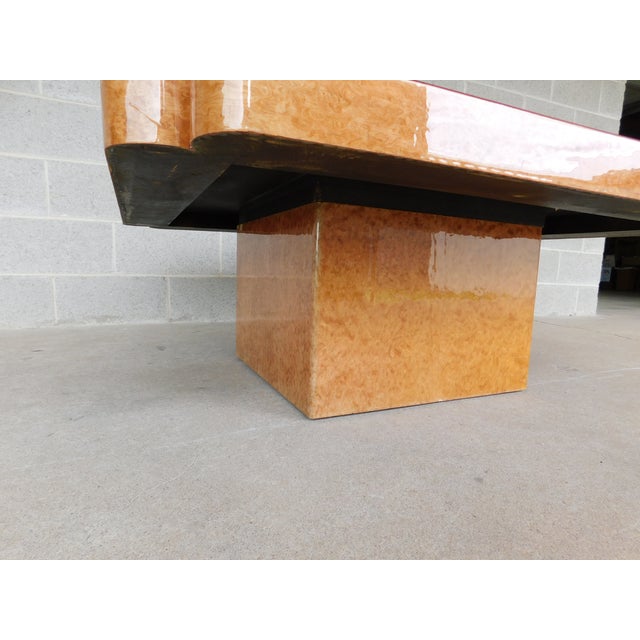 Custom Italian Burl Wood Art Deco Influence 2 Pc Cocktail Table 42" X 42" For Sale - Image 4 of 18