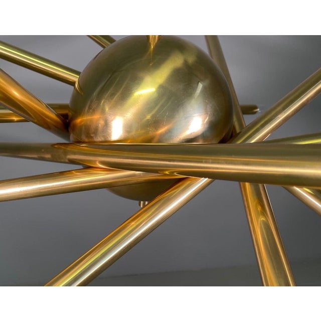 Large Shanghai Brass Chandelier attributed to Stilnovo, 1950s For Sale - Image 14 of 15