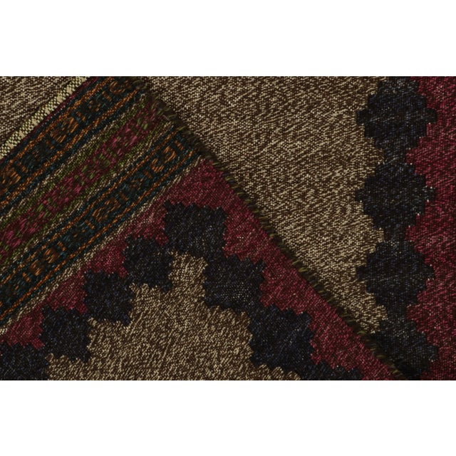 1980s Vintage Sofreh Kilim Rug in Beige-Brown, Multi Hued Medallion Pattern For Sale In New York - Image 6 of 7