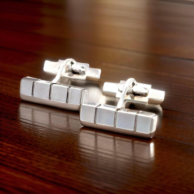 Silver 1990s Pair of Georg Jensen Estate Mens Cufflinks Sterling Silver GJ29 For Sale - Image 8 of 12