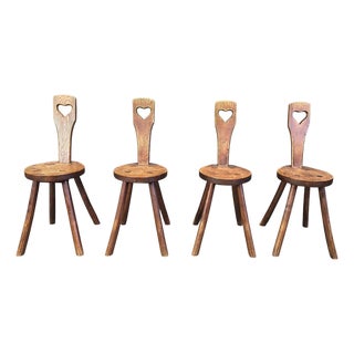 Vintage Brutalist Heart-Shaped Chairs, 1960s, Set of 4 For Sale