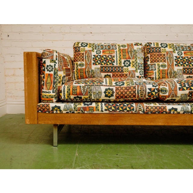 Vintage Mid-Century Sofa With Tiki Fabric For Sale - Image 10 of 12