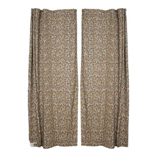 Handcrafted Colored Linen Curtains Rustic Boho Drapes for Living Room & Bedroom Windows Thorny Stems Size- 54"x72" For Sale