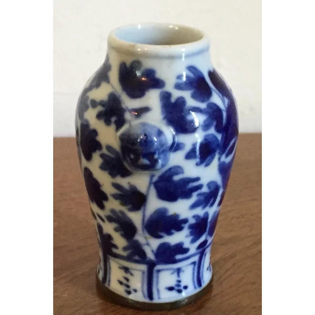 Small 19th Century Chinese Blue & White Meiping Porcelain Vase with Lion Mask Handles For Sale - Image 9 of 11
