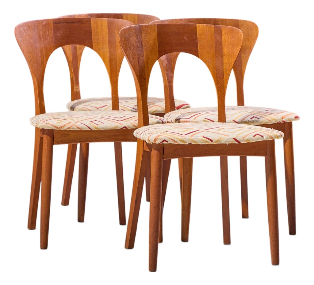 Niels Koefoed Hornslet Mid Century Danish Teak Peter Dining Chairs - Set of 4