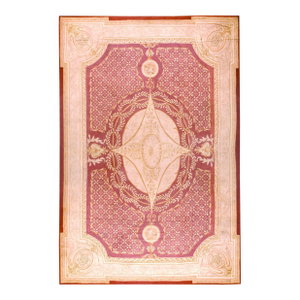 Deluxe Medallion Design on Purple-Mauve Background Color With Napoleon III Style Antique French Aubusson Rug