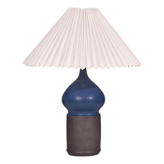1960s Danish Modern Marianne Starck, Table Lamp, Blue and Brown Stoneware For Sale